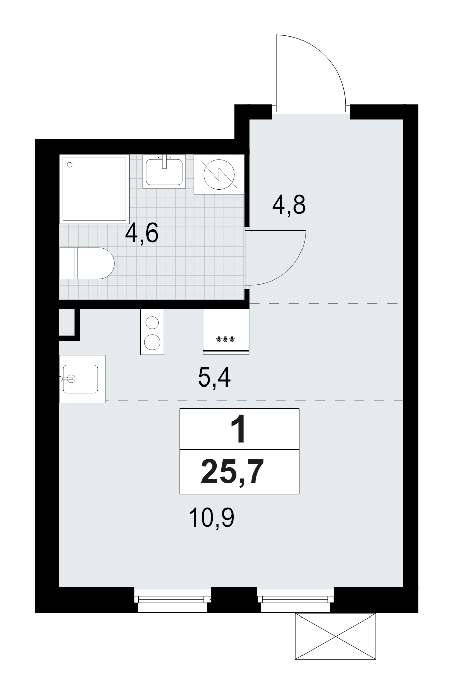 Квартира-студия, 25.68 м² в ЖК "А101 Лаголово" - планировка, фото №1
