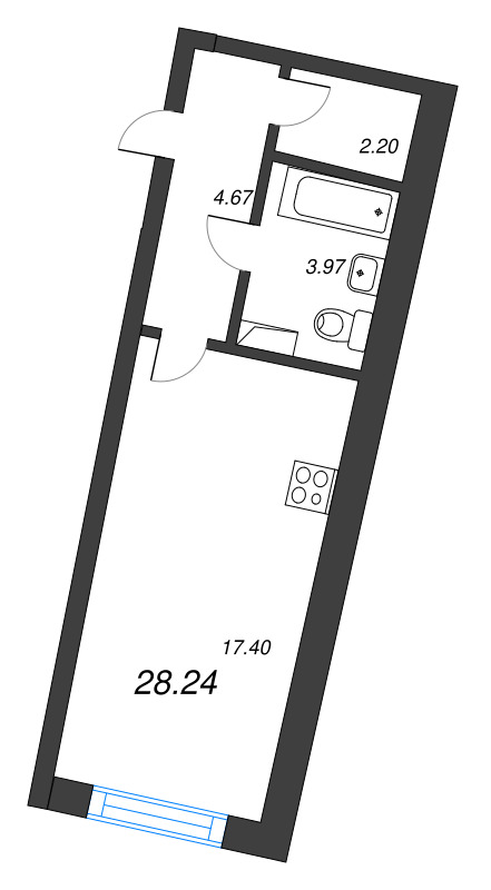 Квартира-студия, 28.24 м² в ЖК "Аквилон Riva" - планировка, фото №1