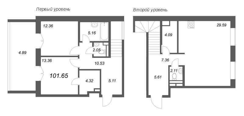 3-комнатная (Евро) квартира, 101.65 м² - планировка, фото №1