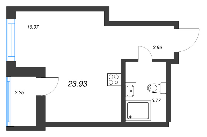 Квартира-студия, 23.93 м² в ЖК "ID Murino III" - планировка, фото №1