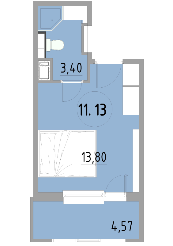 Квартира-студия, 21.9 м² в ЖК "Cosmos Smart Yuzhny" - планировка, фото №1