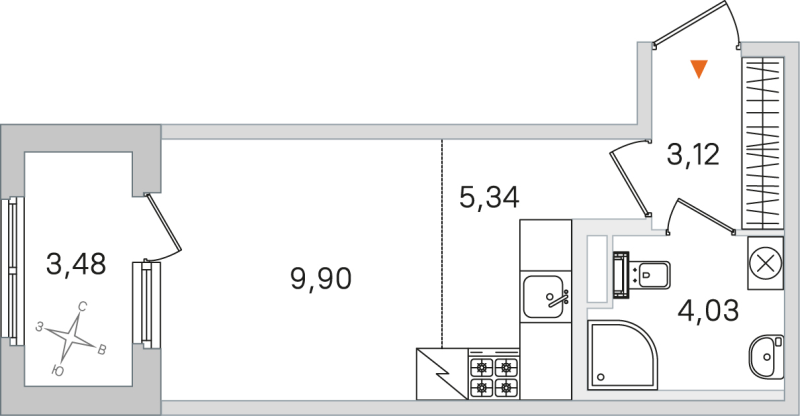 Квартира-студия, 22.39 м² в ЖК "Дубровский" - планировка, фото №1