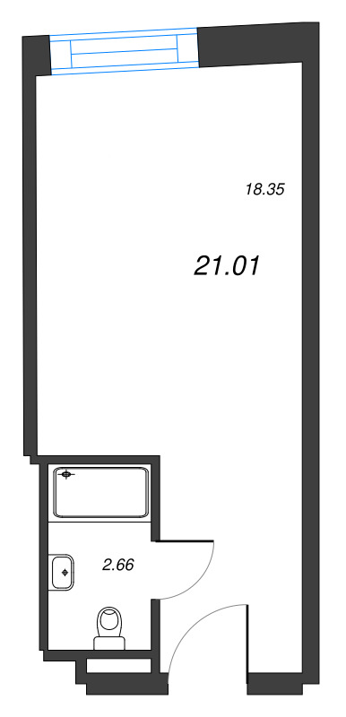 Квартира-студия, 21.01 м² - планировка, фото №1