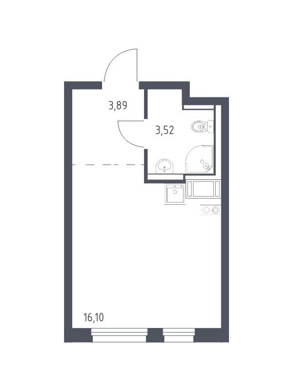 Квартира-студия, 23.51 м² в ЖК "Квартал Торики" - планировка, фото №1