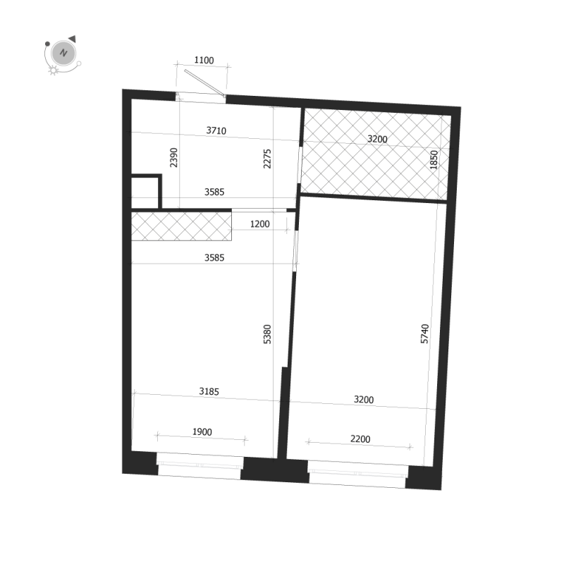 2-комнатная (Евро) квартира, 50.3 м² в ЖК "ЛДМ" - планировка, фото №1