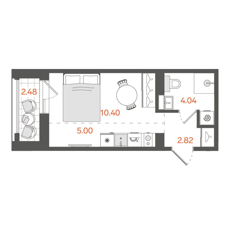 Квартира-студия, 23.5 м² в ЖК "STAVNI Обводный" - планировка, фото №1