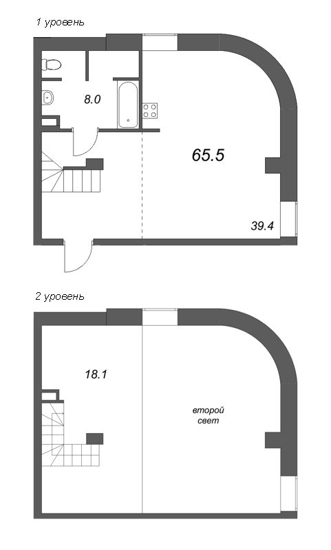 Квартира-студия, 65.5 м² в ЖК "Serebro by Avenue-Apart" - планировка, фото №1