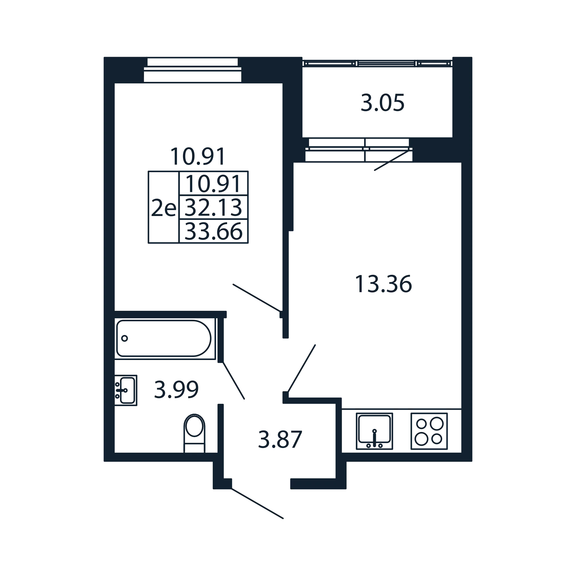 1-комнатная квартира, 32.13 м² в ЖК "Полис Новоселье" - планировка, фото №1