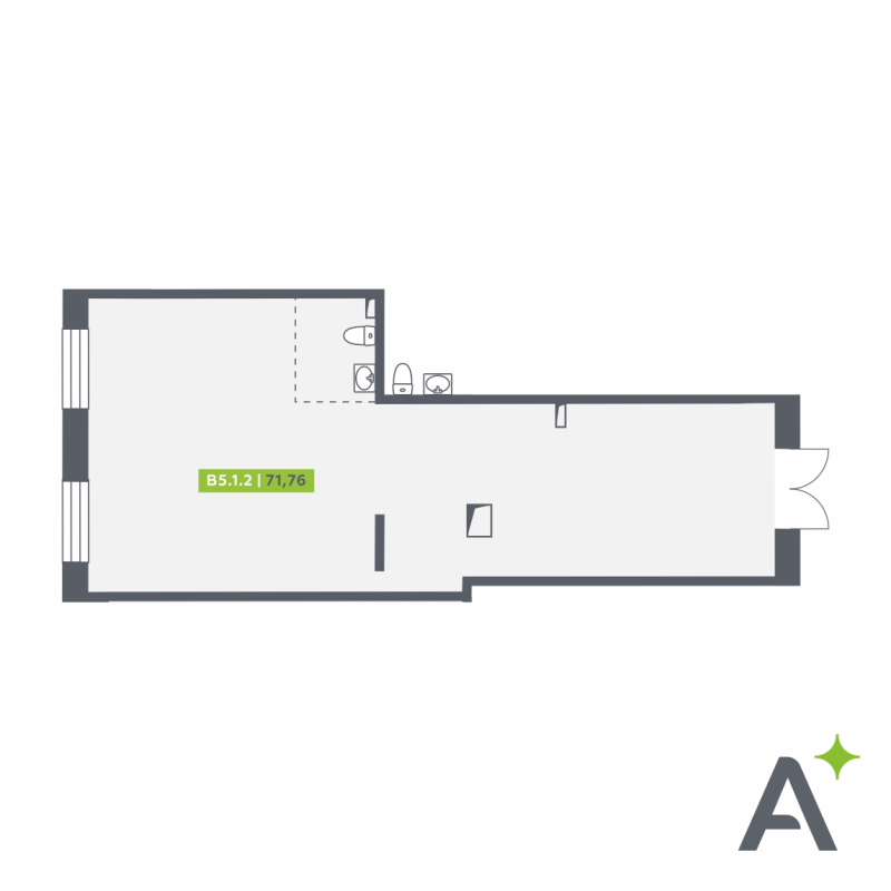 Помещение, 71.76 м² в ЖК "Аквилон RekaPark" - планировка, фото №1