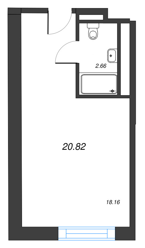 Квартира-студия, 20.82 м² в ЖК "ЙЕС Лидер" - планировка, фото №1