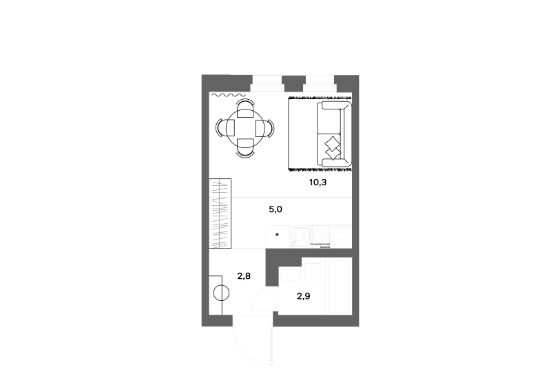 Квартира-студия, 21 м² в ЖК "ЭКО Квартал NEGA" - планировка, фото №1