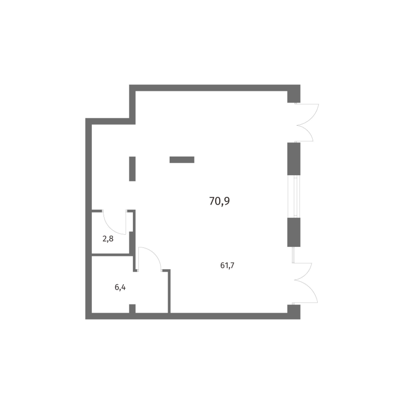 Помещение, 70.93 м² в ЖК "NewПитер 2.0" - планировка, фото №1