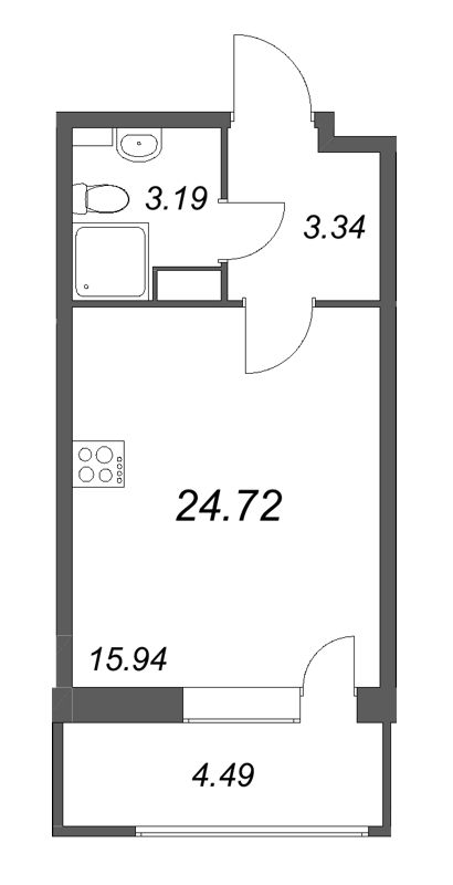Квартира-студия, 24.72 м² в ЖК "Аквилон RekaPark" - планировка, фото №1