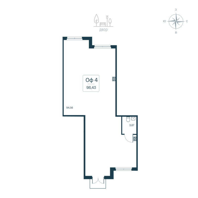 Помещение, 98.43 м² в ЖК "Расцветай в Янино" - планировка, фото №1