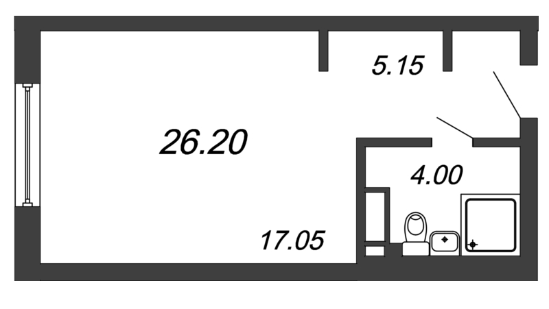 Квартира-студия, 26.6 м² - планировка, фото №1