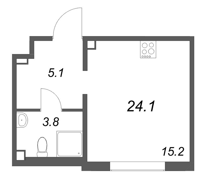 Квартира-студия, 24.1 м² в ЖК "Пулково Лейк" - планировка, фото №1