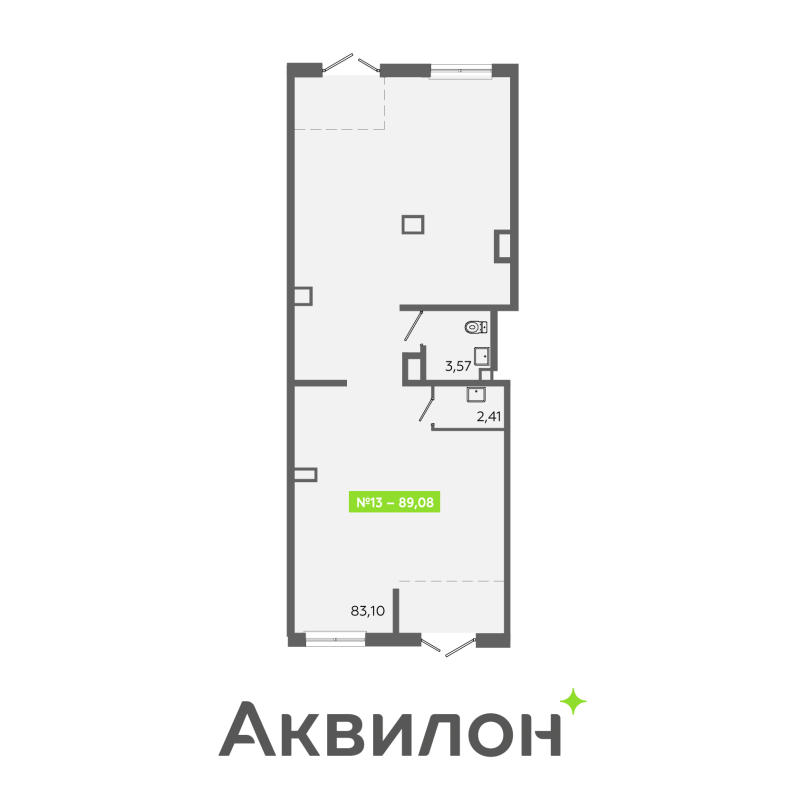 Помещение, 89.08 м² в ЖК "Аквилон Янино" - планировка, фото №1