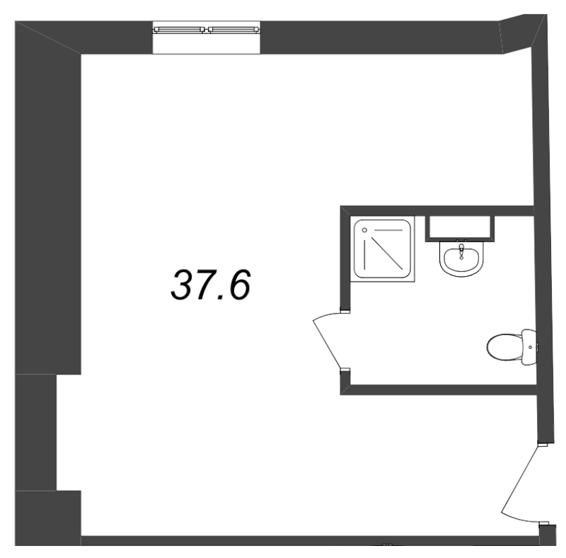 Квартира-студия, 37.6 м² в ЖК "Майков пер., 4А" - планировка, фото №1