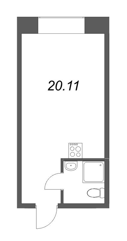 Квартира-студия, 20.11 м² в ЖК "Димитрова, 4" - планировка, фото №1