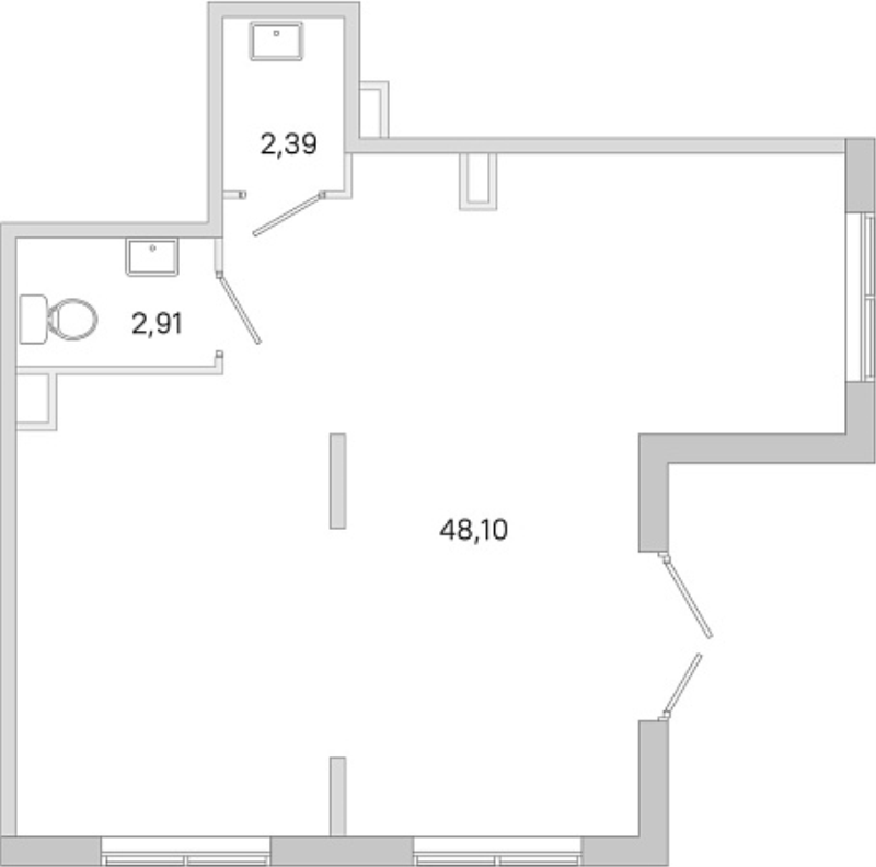 Помещение, 53.4 м² в ЖК "ЮгТаун" - планировка, фото №1