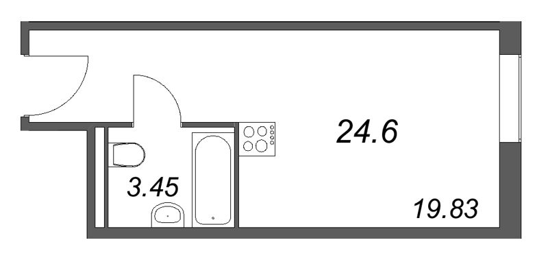 Квартира-студия, 24.03 м² в ЖК "Арт Плаза" - планировка, фото №1