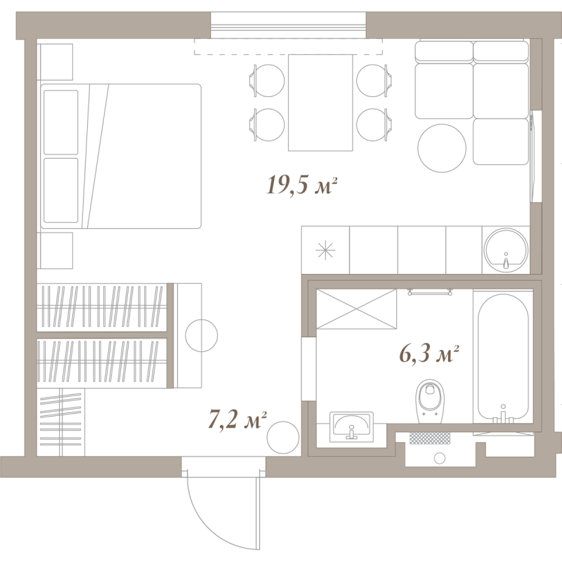 Квартира-студия, 30.33 м² в ЖК "Приоритет" - планировка, фото №1