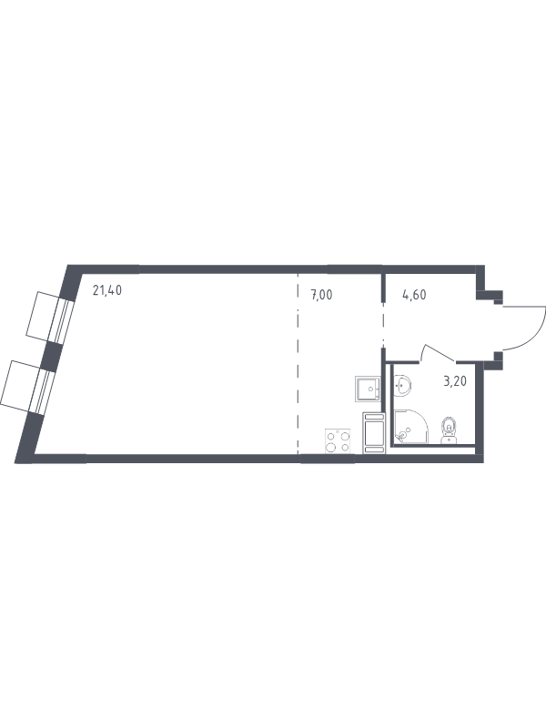 Квартира-студия, 36.2 м² в ЖК "Курортный Квартал" - планировка, фото №1
