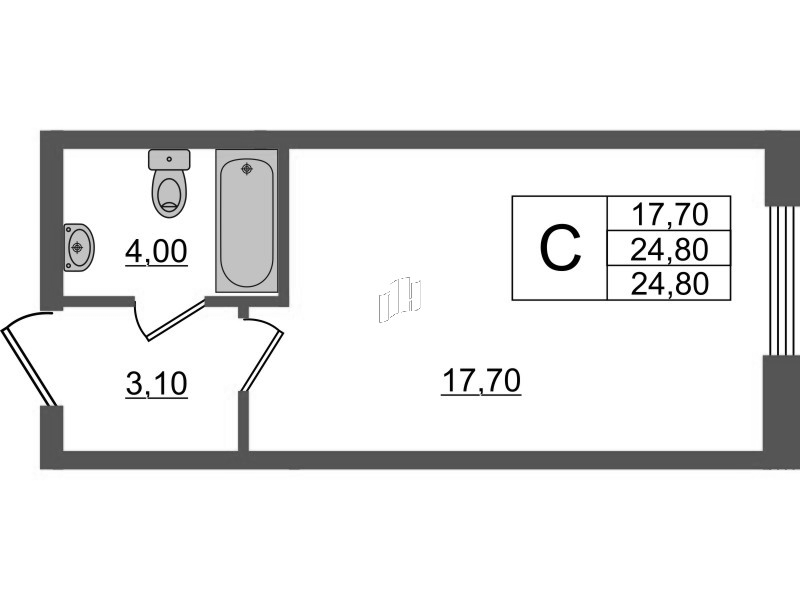 Квартира-студия, 24.8 м² в ЖК "PROMENADE" - планировка, фото №1