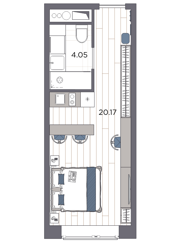 Квартира-студия, 24.22 м² в ЖК "Ladozhsky AVENIR" - планировка, фото №1