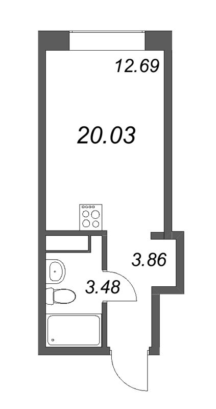 Квартира-студия, 20.51 м² в ЖК "17/33 Петровский остров" - планировка, фото №1