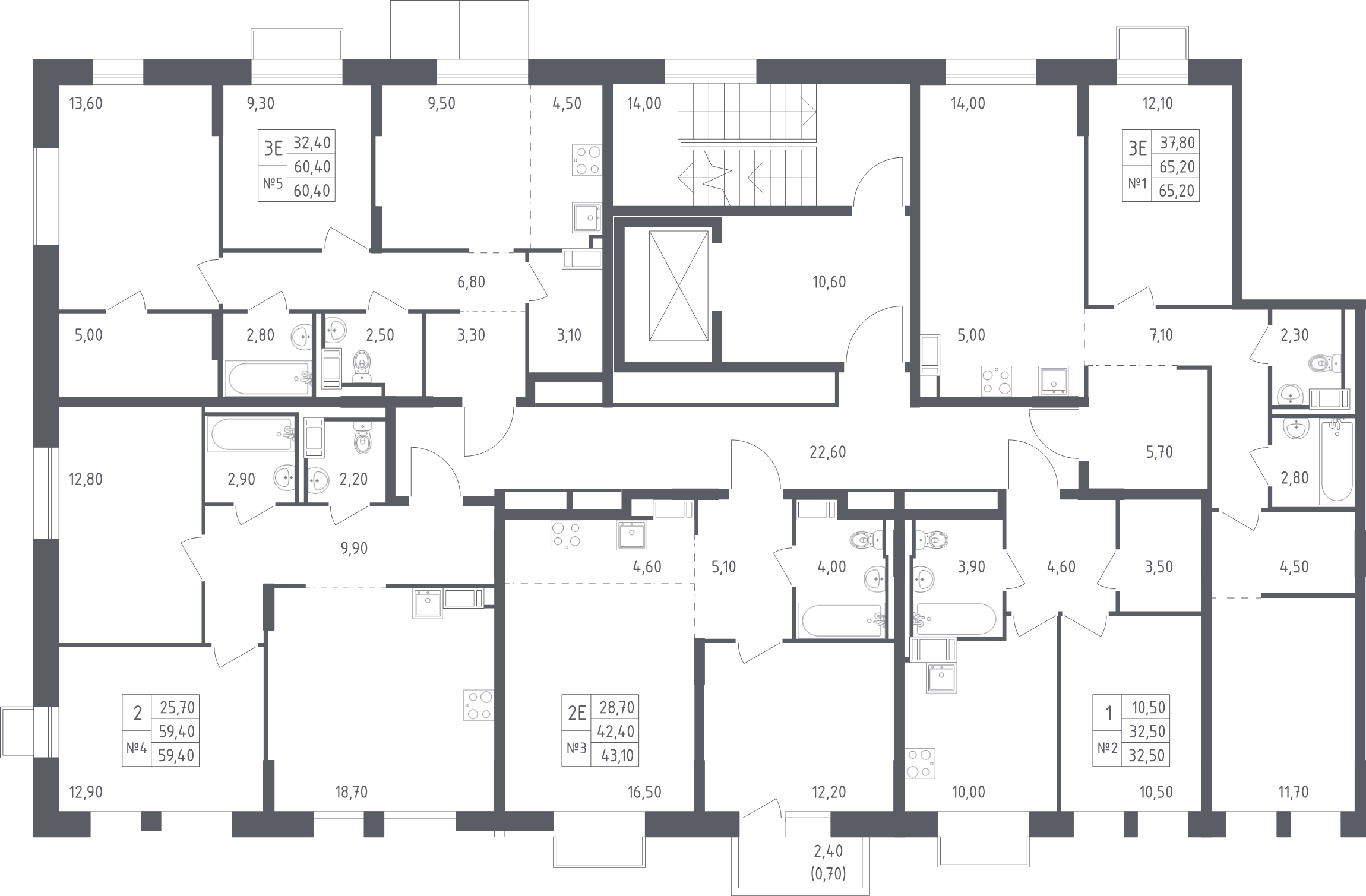 1-комнатная квартира, 32.5 м² - планировка этажа