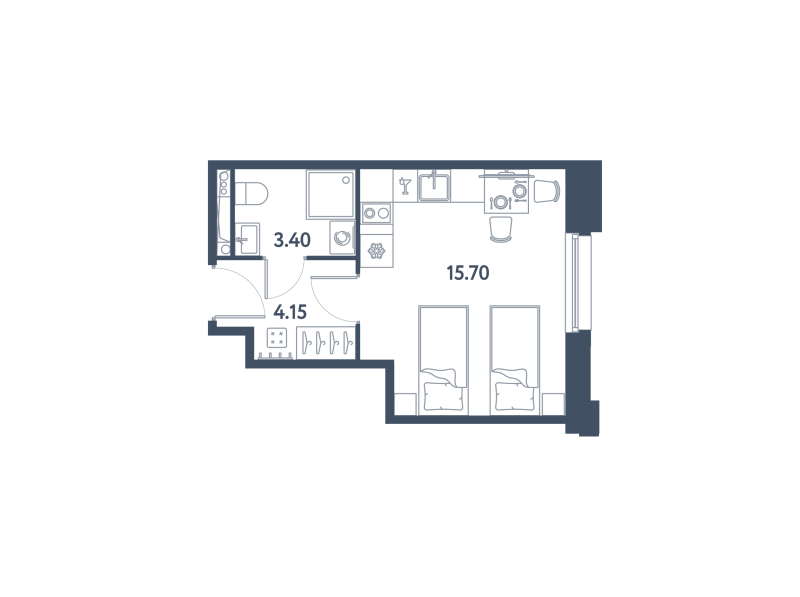 Квартира-студия, 23.3 м² в ЖК "Авеню-Апарт Пулково" - планировка, фото №1