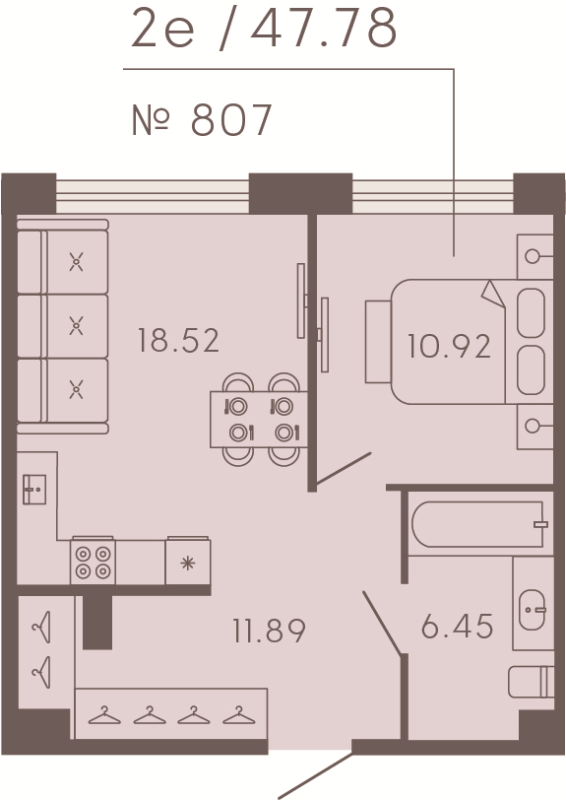 3-комнатная (Евро) квартира, 71.97 м² в ЖК "17/33 Петровский остров" - планировка, фото №1