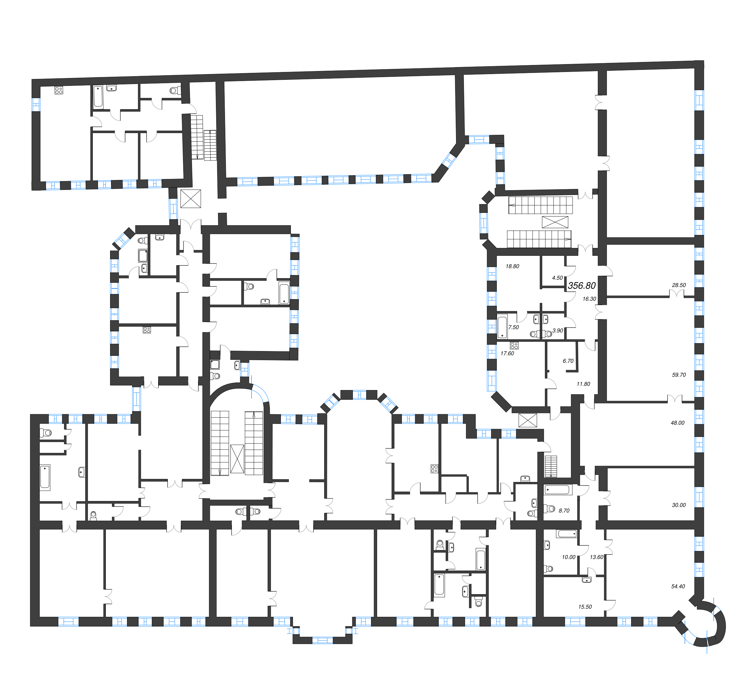 7-комнатная квартира, 357.4 м² в ЖК "Три Грации" - планировка этажа