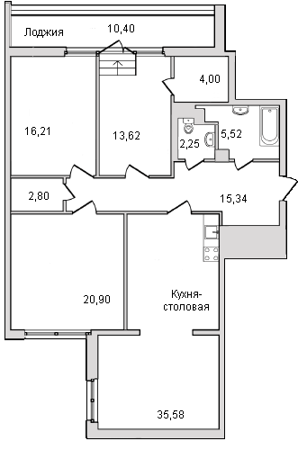 4-комнатная (Евро) квартира, 114 м² - планировка, фото №1