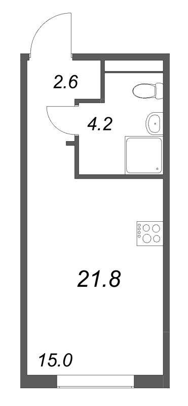 Квартира-студия, 21.8 м² в ЖК "Пулково Лейк" - планировка, фото №1