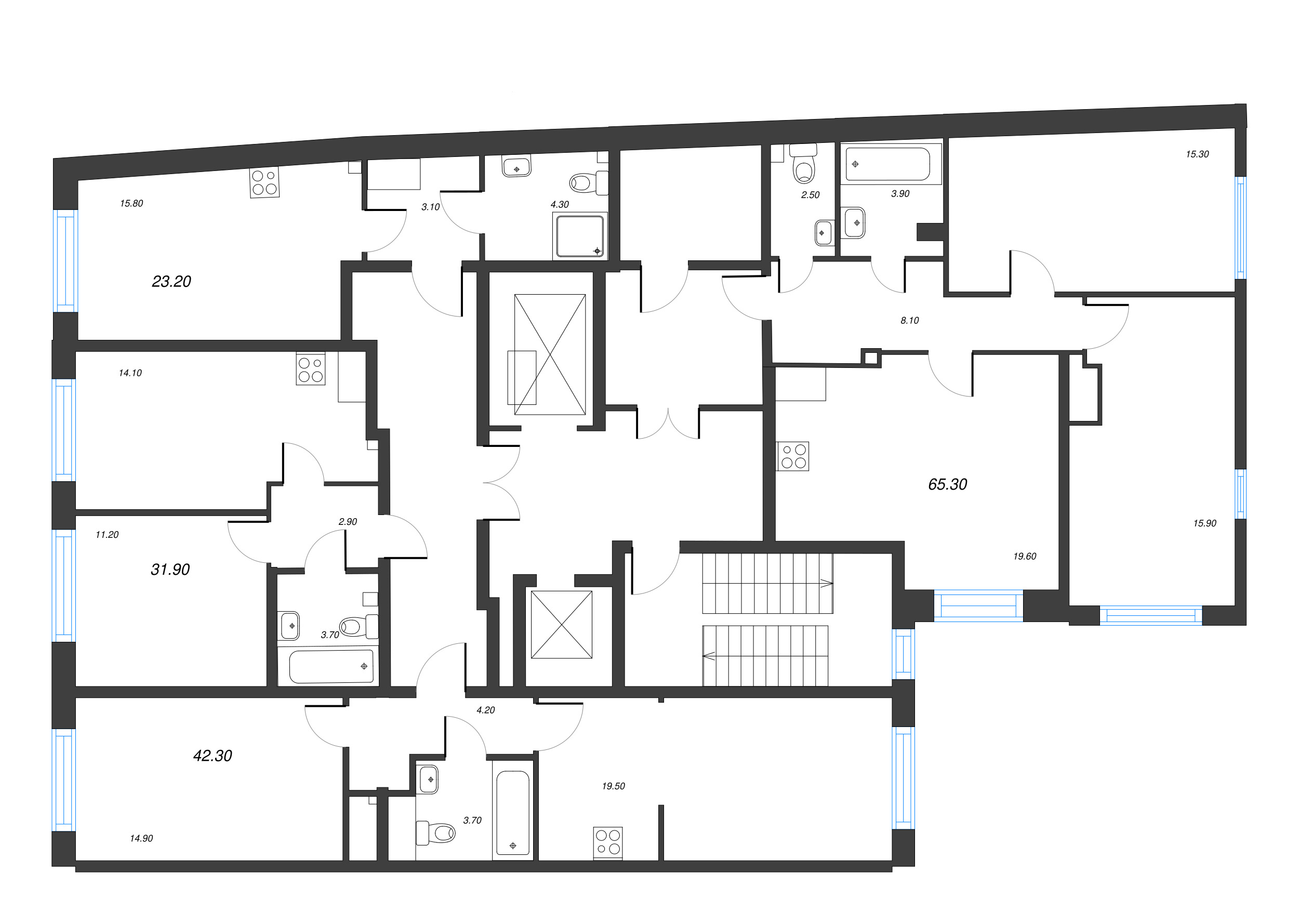 1-комнатная квартира, 31.9 м² - планировка этажа
