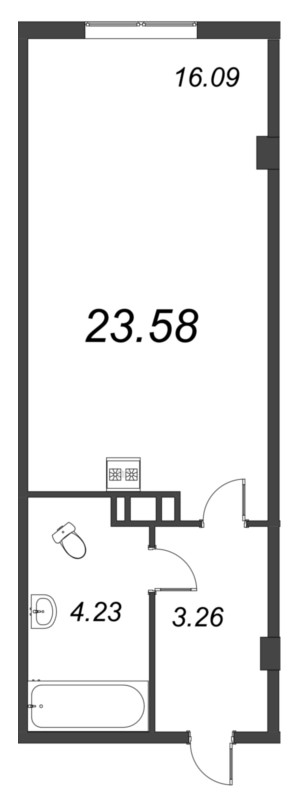 Квартира-студия, 23.58 м² - планировка, фото №1