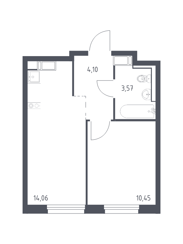 1-комнатная квартира, 32.18 м² в ЖК "Квартал Торики" - планировка, фото №1