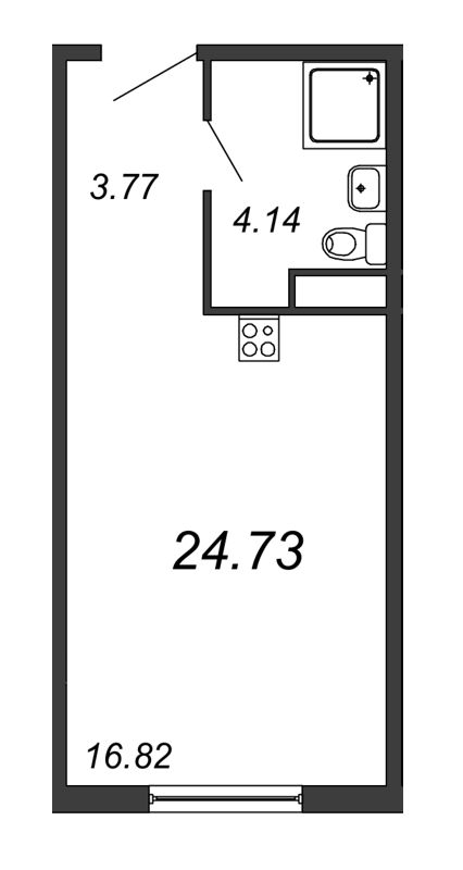 Квартира-студия, 24.73 м² в ЖК "Avenue-Apart на Дыбенко" - планировка, фото №1