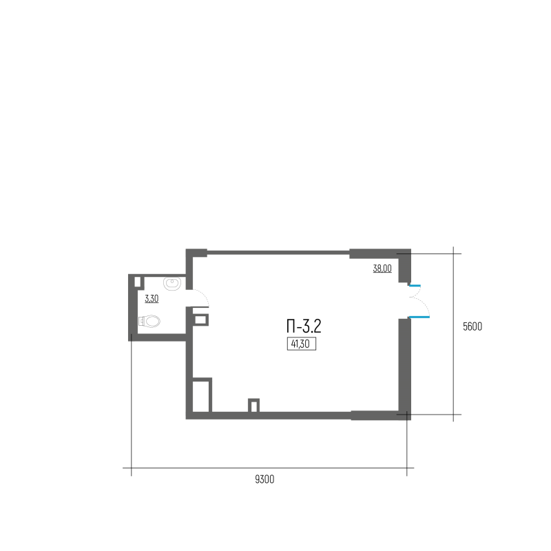 Помещение, 41.3 м² в ЖК "Экос" - планировка, фото №1