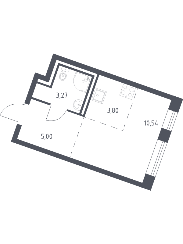 Квартира-студия, 22.61 м² в ЖК "Квартал Лаголово" - планировка, фото №1