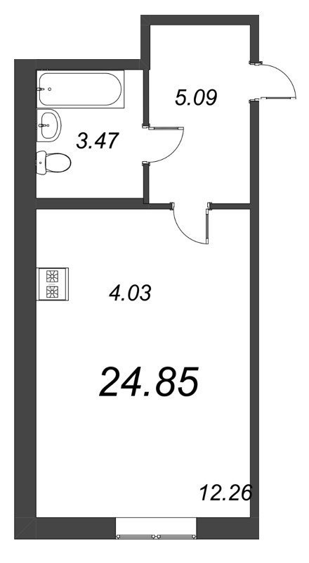 Квартира-студия, 24.85 м² в ЖК "Капральский" - планировка, фото №1