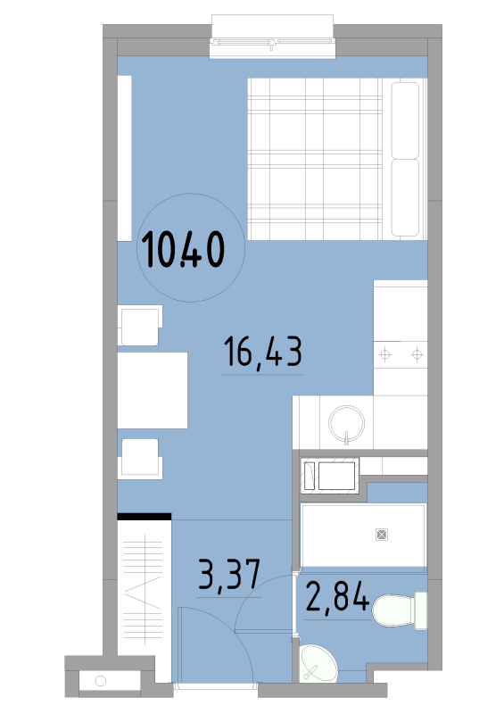 Квартира-студия, 22.64 м² - планировка, фото №1