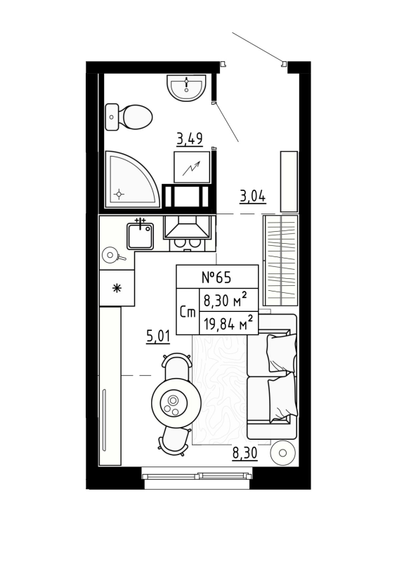Квартира-студия, 19.84 м² в ЖК "Аннино Сити" - планировка, фото №1