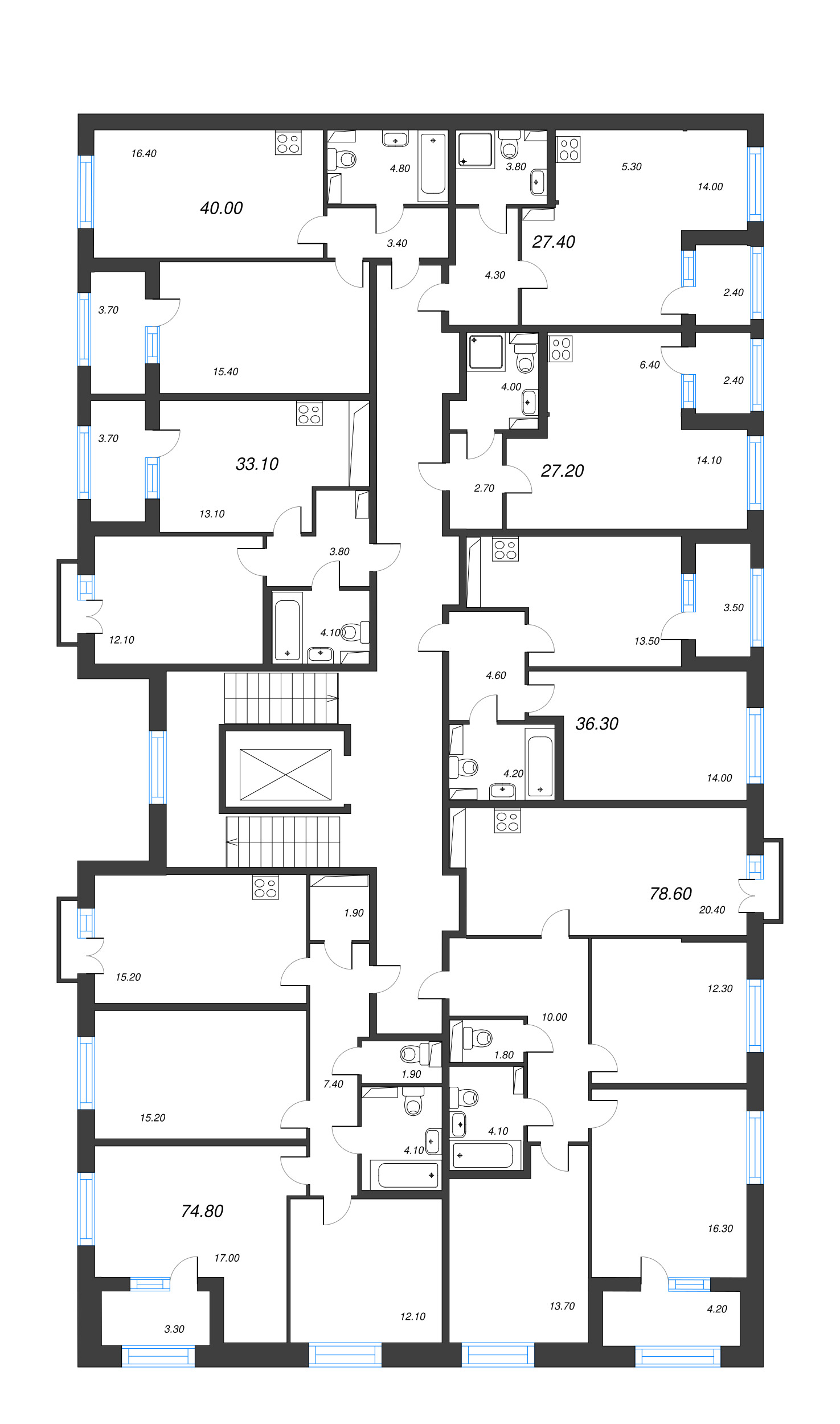 Квартира-студия, 27.4 м² в ЖК "Дубровский" - планировка этажа