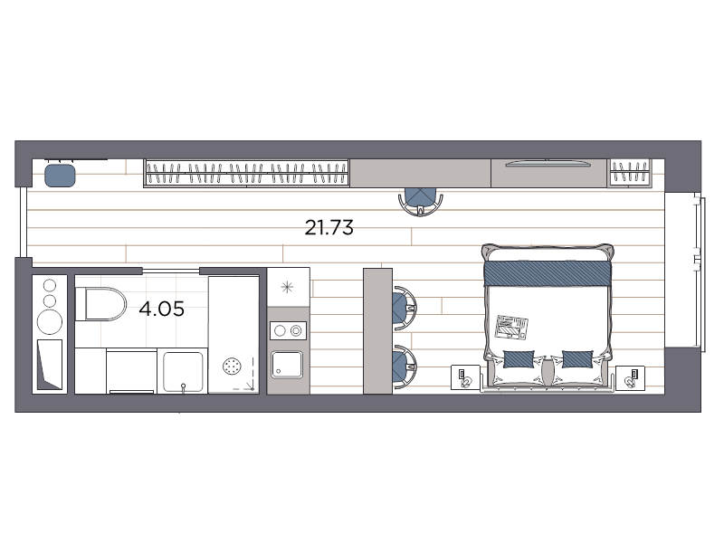 Квартира-студия, 25.78 м² в ЖК "Ladozhsky AVENIR" - планировка, фото №1