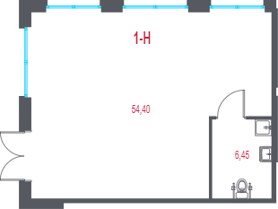Помещение, 60.85 м² в ЖК "Город-спутник Южный" - планировка, фото №1