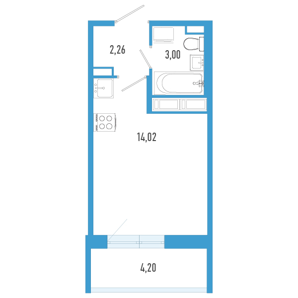 Квартира-студия, 20.54 м² в ЖК "AEROCITY" - планировка, фото №1