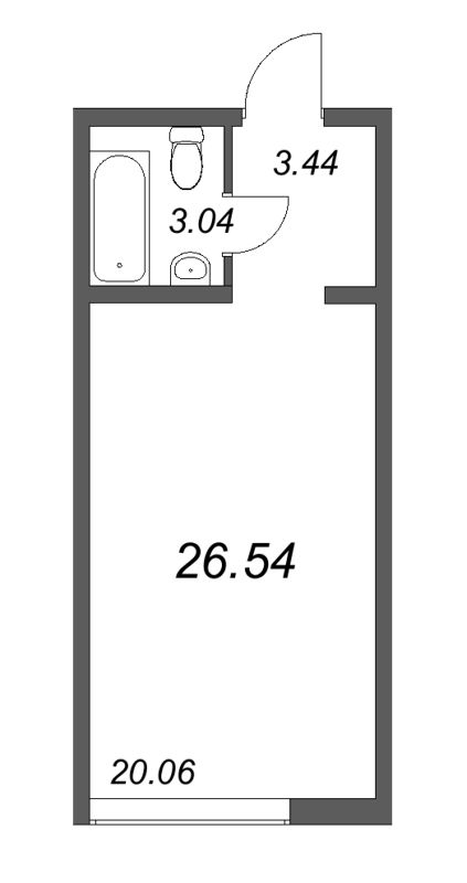 Квартира-студия, 26.54 м² в ЖК "Life Apart Октябрьская" - планировка, фото №1